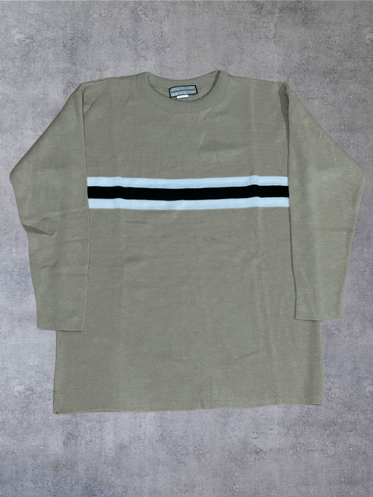 S GAS Crewneck Cream Black Stripe