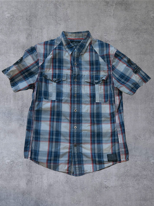 L Plaid Harley Davidson Button Up
