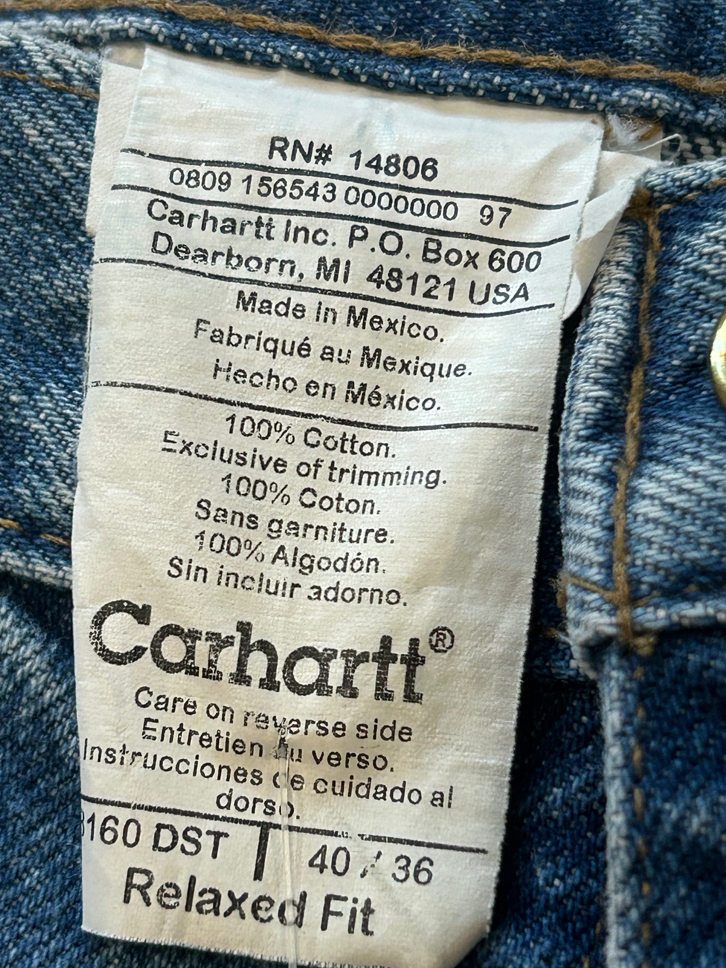 40x36 Carhartt Relaxed Light Blue Fit Jeans